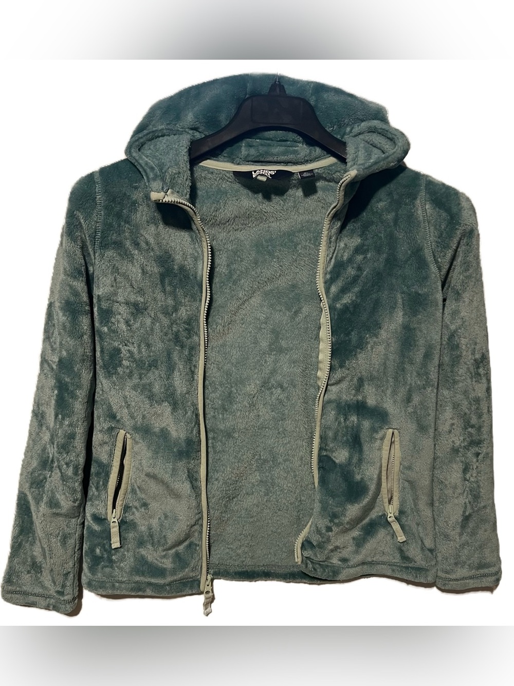Lands End Girls XL Plush Fleece Zip Hoodie Jacket Cozy